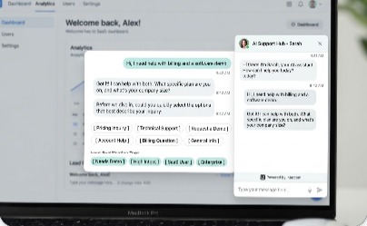 AI receptionist chat window answering a customer