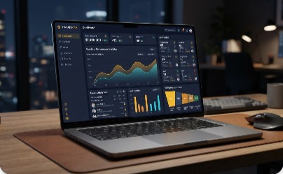 Laptop showing a live lead pipeline dashboard
